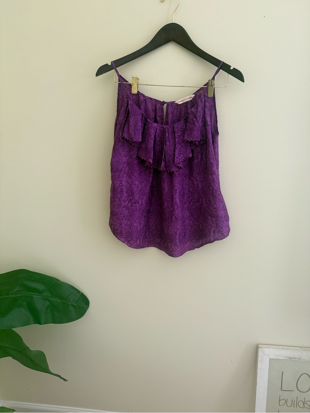 Rebecca Taylor Purple Ruffle Cami Top